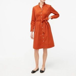Orange Corduroy Belted Dress